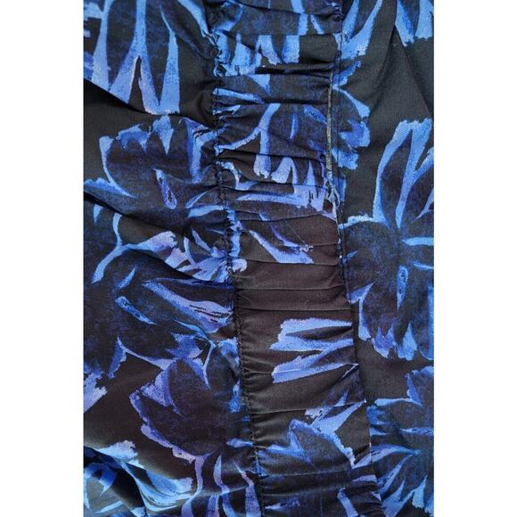 Who What Wear Blue Floral Tiered Mini Skirt XL Cotton Elastic Waist - Picture 5 of 7